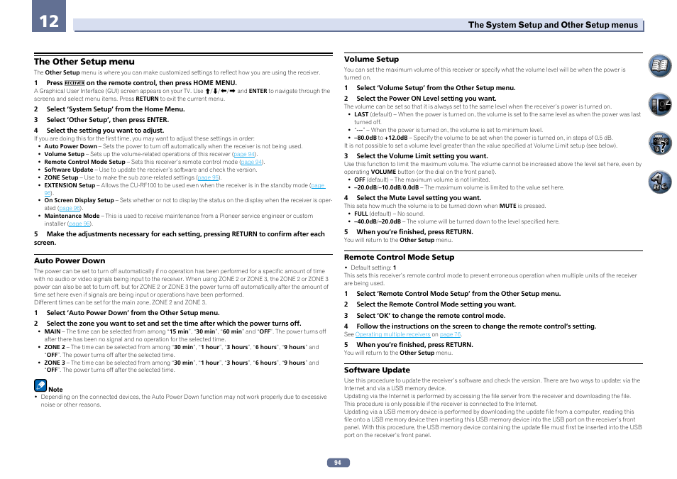 The other setup menu | Pioneer SC-LX56-S User Manual | Page 94 / 124