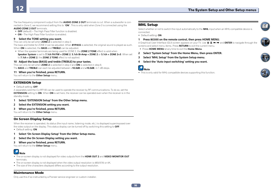 Mhl setup | Pioneer SC-LX56-S User Manual | Page 96 / 124