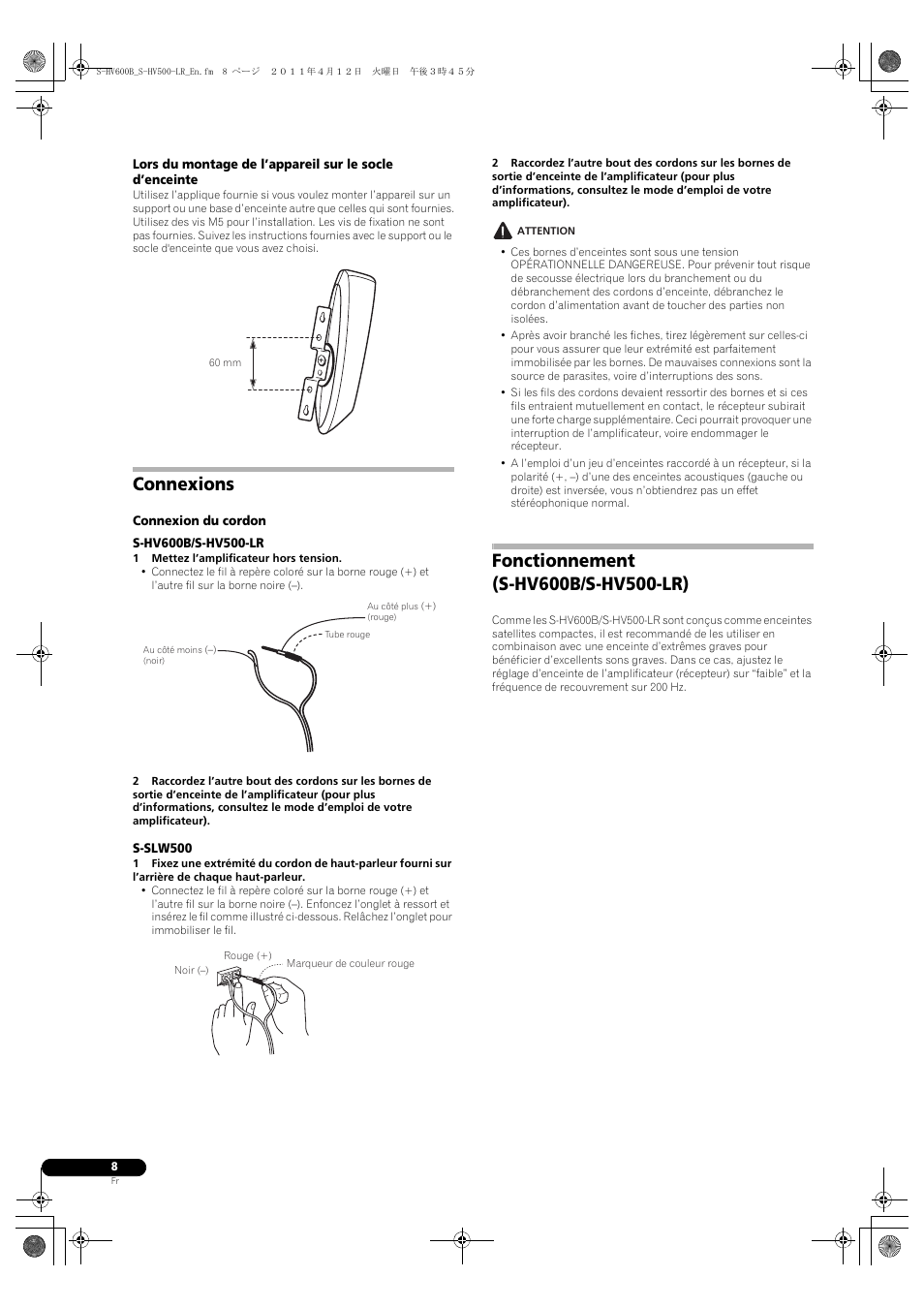Connexions | Pioneer HTP-SLH500 User Manual | Page 16 / 108