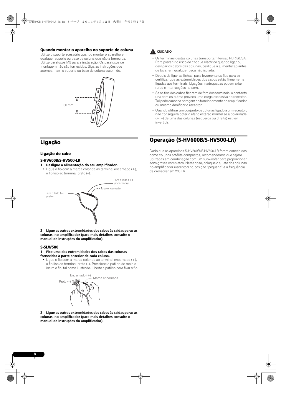 Ligação | Pioneer HTP-SLH500 User Manual | Page 56 / 108