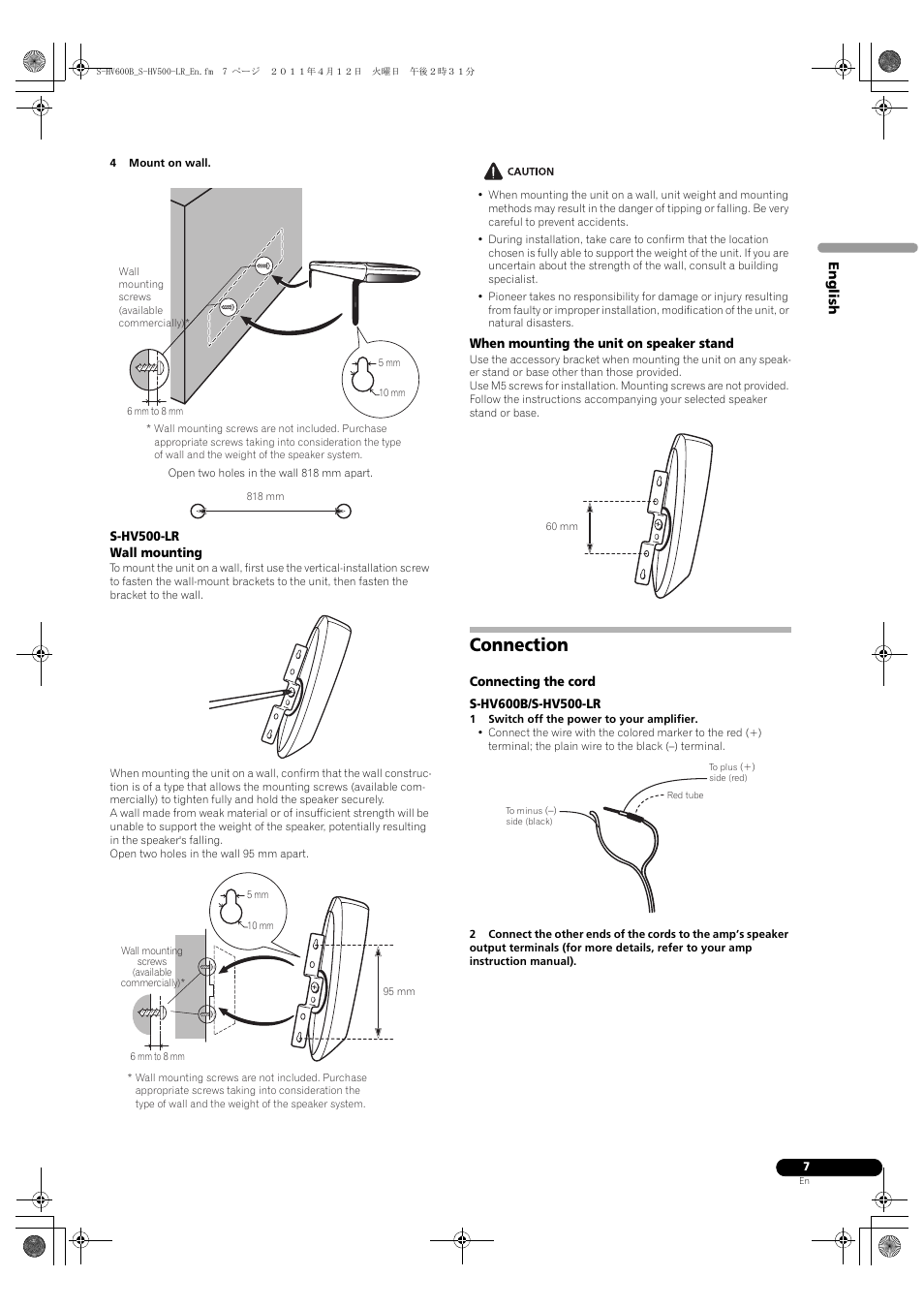 Connection | Pioneer HTP-SLH500 User Manual | Page 7 / 108
