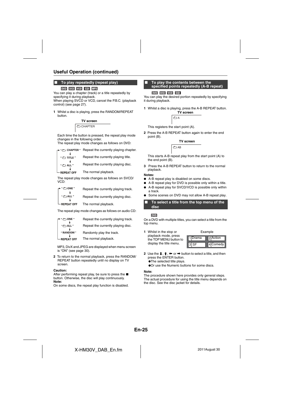 En-25, X-hm30v_dab_en.fm, Useful operation (continued) | Pioneer X-HM30DAB-K User Manual | Page 25 / 48