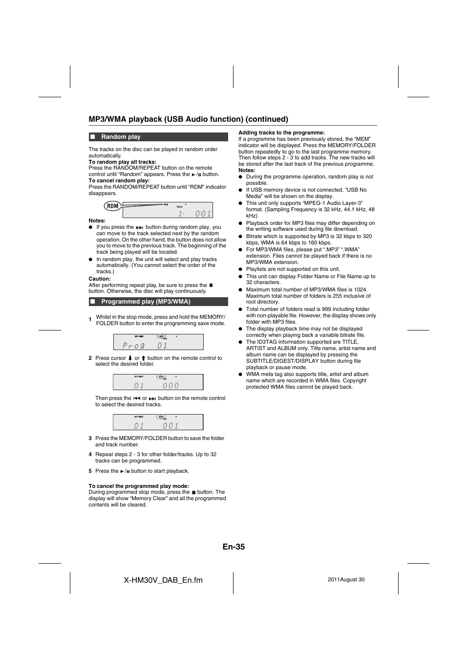 En-35, X-hm30v_dab_en.fm, Mp3/wma playback (usb audio function) (continued) | Pioneer X-HM30DAB-K User Manual | Page 35 / 48