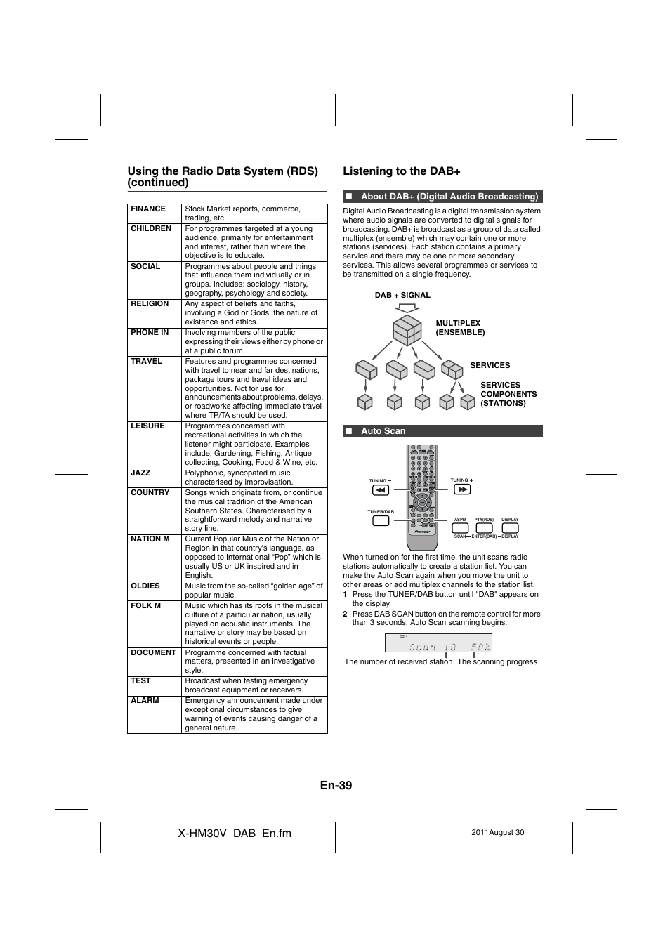Listening to the dab+ - 41, En-39, X-hm30v_dab_en.fm | Pioneer X-HM30DAB-K User Manual | Page 39 / 48