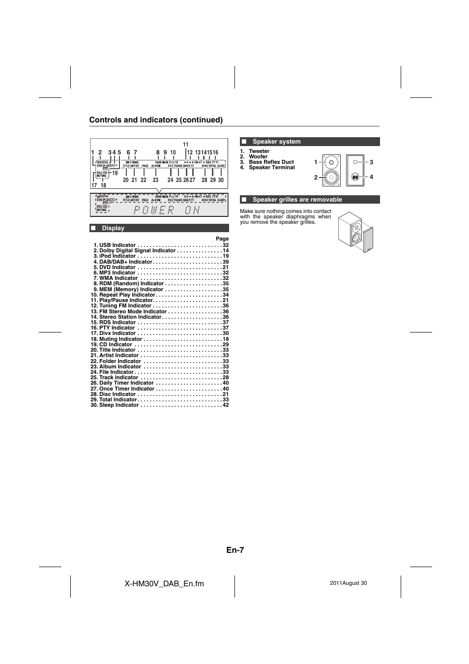 En-7, X-hm30v_dab_en.fm, Controls and indicators (continued) | Pioneer X-HM30DAB-K User Manual | Page 7 / 48