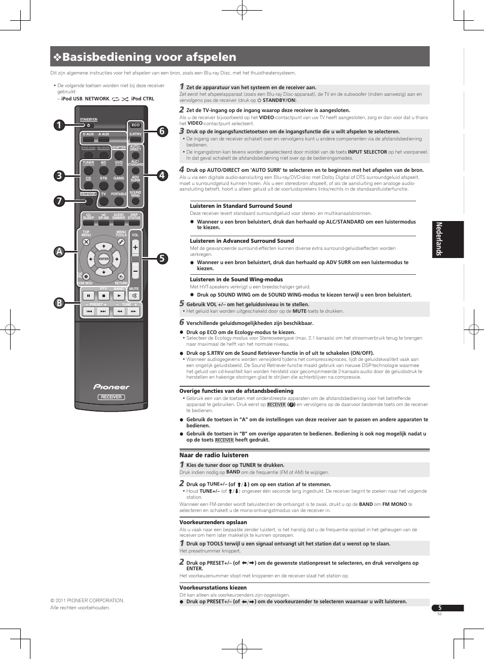 0basisbediening voor afspelen | Pioneer VSX-S300 User Manual | Page 21 / 32