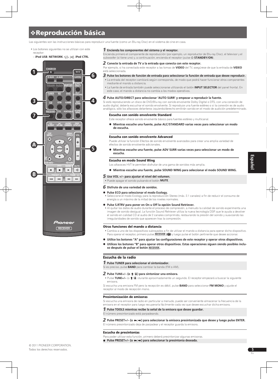 0reproducción básica | Pioneer VSX-S300 User Manual | Page 25 / 32