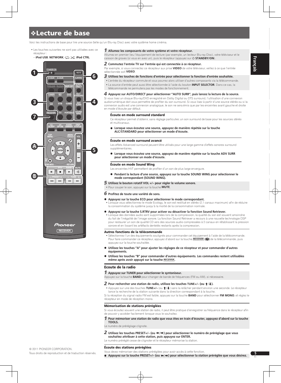 0lecture de base | Pioneer VSX-S300 User Manual | Page 9 / 32