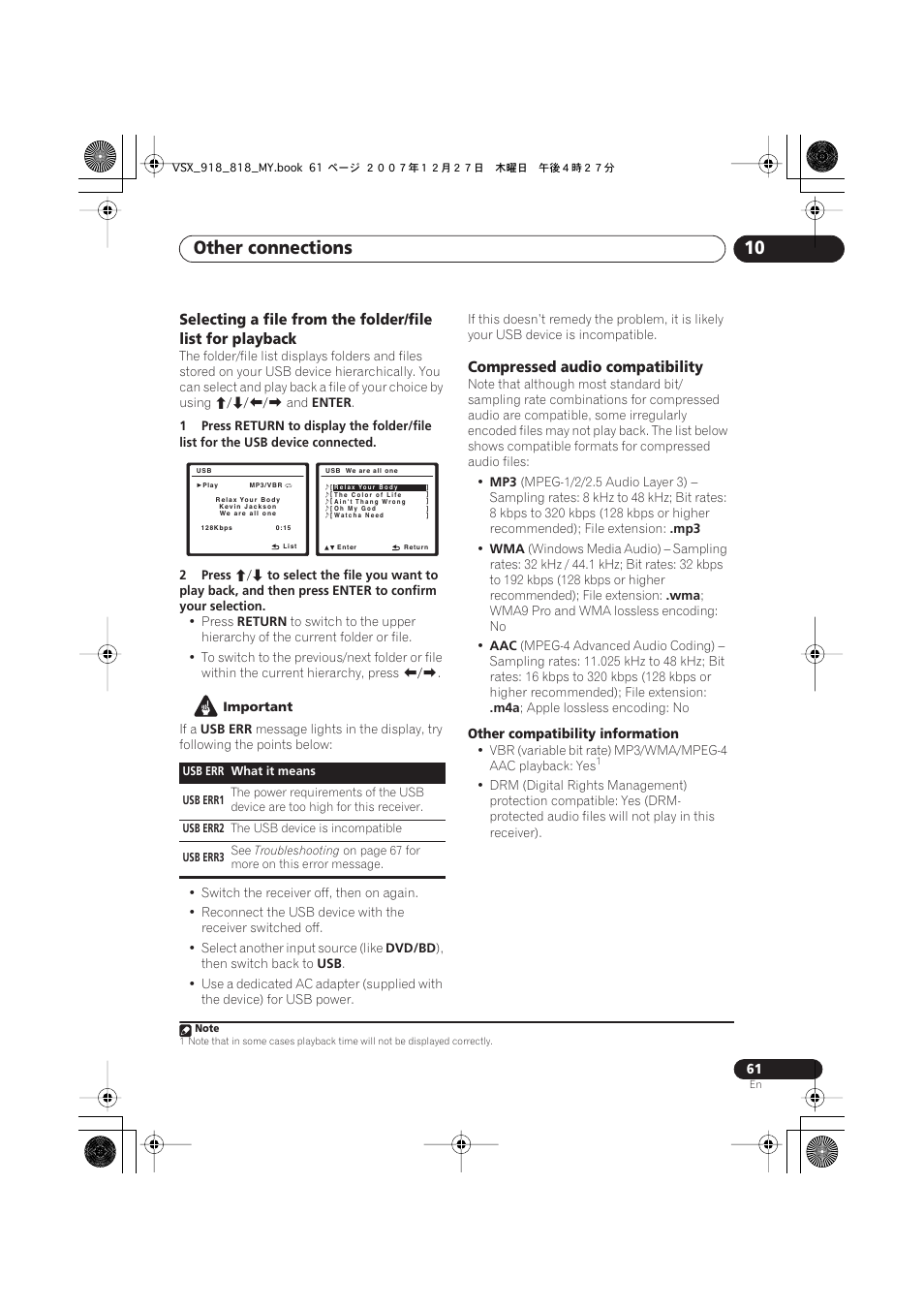 Compressed audio compatibility, Other connections 10 | Pioneer VSX-818V-K User Manual | Page 61 / 73