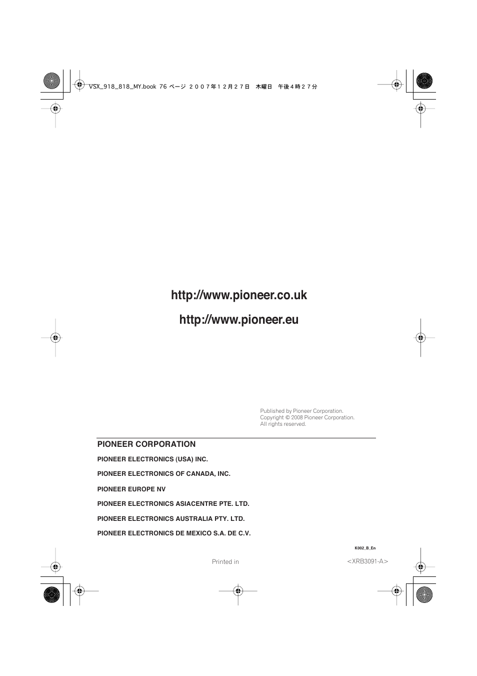 Pioneer VSX-818V-K User Manual | Page 73 / 73