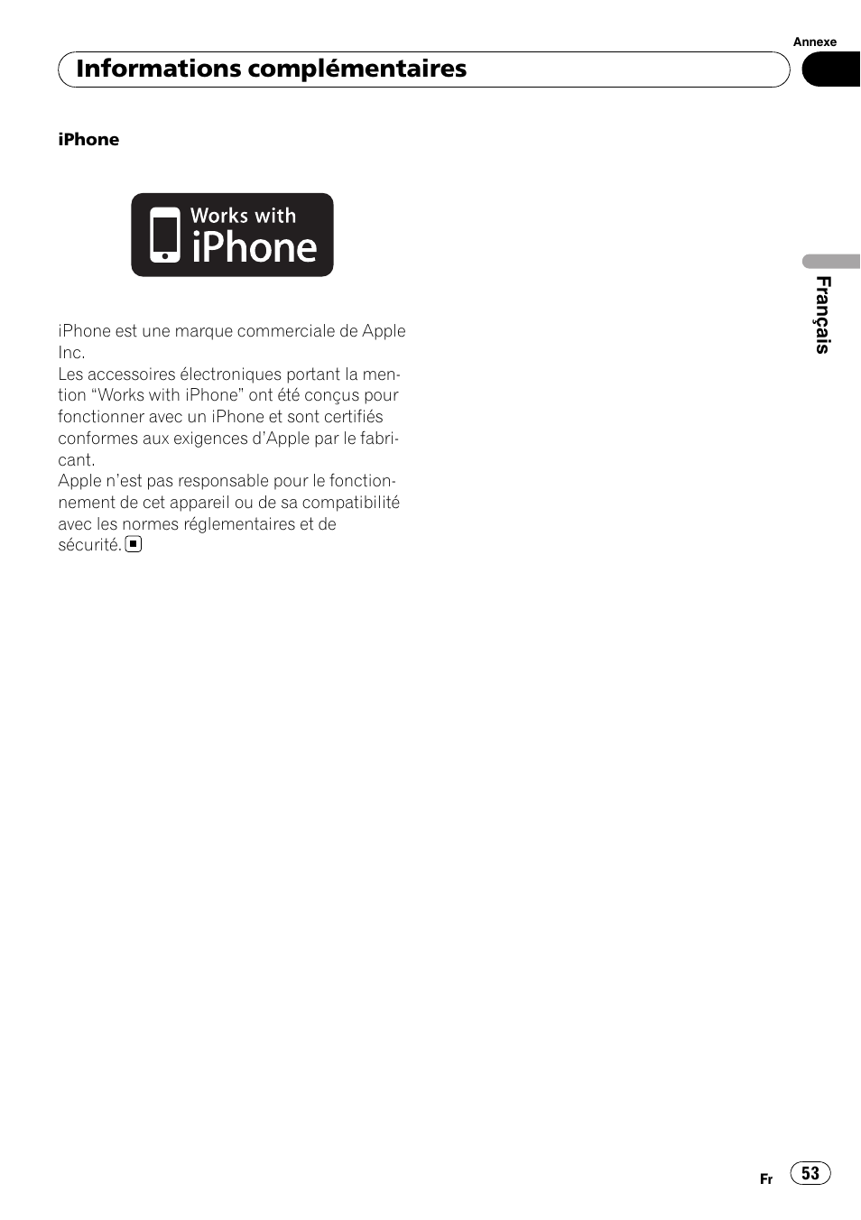Informations complémentaires | Pioneer DEH-3200UB User Manual | Page 53 / 116