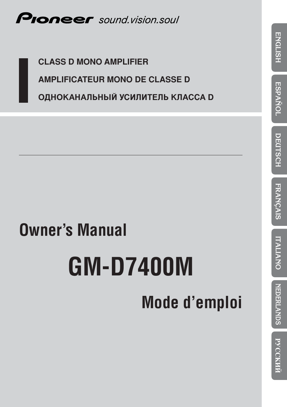 Pioneer GM-D7400M User Manual | 86 pages