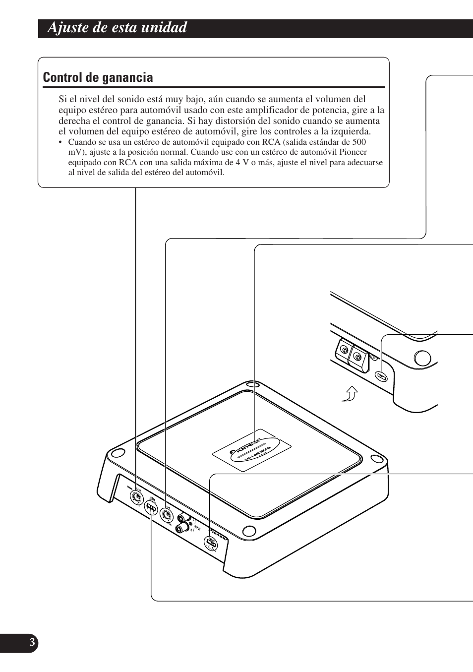 Ajuste de esta unidad, Control de ganancia | Pioneer GM-D7400M User Manual | Page 16 / 86