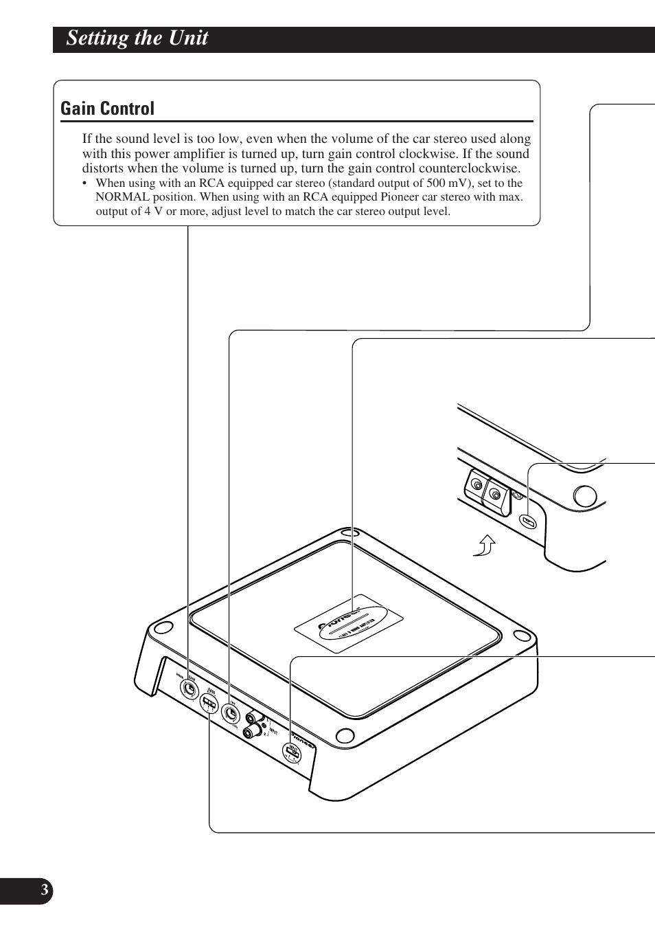 Setting the unit, Gain control | Pioneer GM-D7400M User Manual | Page 4 / 86