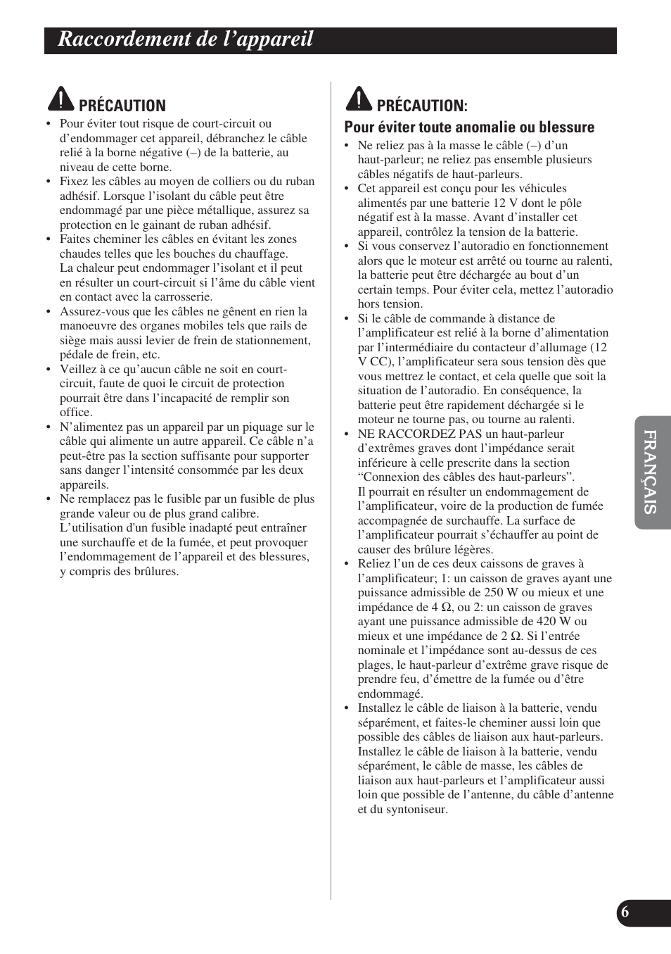 Raccordement de l’appareil | Pioneer GM-D7400M User Manual | Page 43 / 86