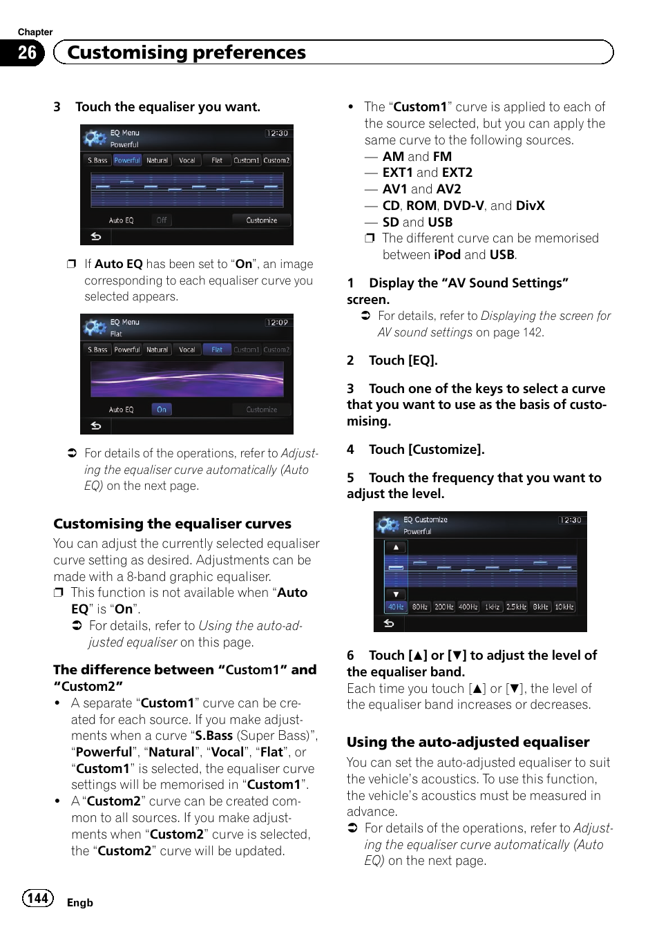 Using the auto-ad, 26 customising preferences | Pioneer AVIC-F930BT User Manual | Page 144 / 192