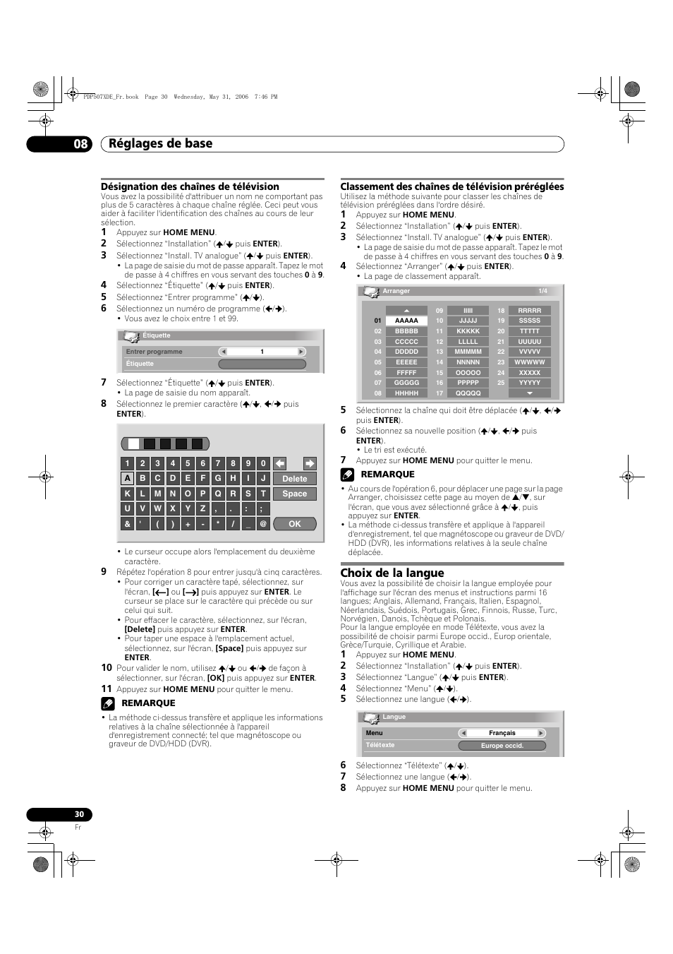 Choix de la langue, Réglages de base 08 | Pioneer PDP-507XD User Manual | Page 102 / 218