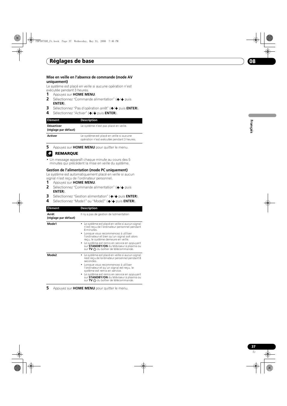 Réglages de base 08 | Pioneer PDP-507XD User Manual | Page 109 / 218