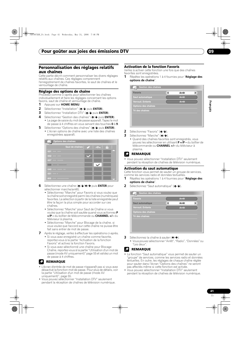 Personnalisation des réglages relatifs aux chaînes, Pour goûter aux joies des émissions dtv 09 | Pioneer PDP-507XD User Manual | Page 113 / 218