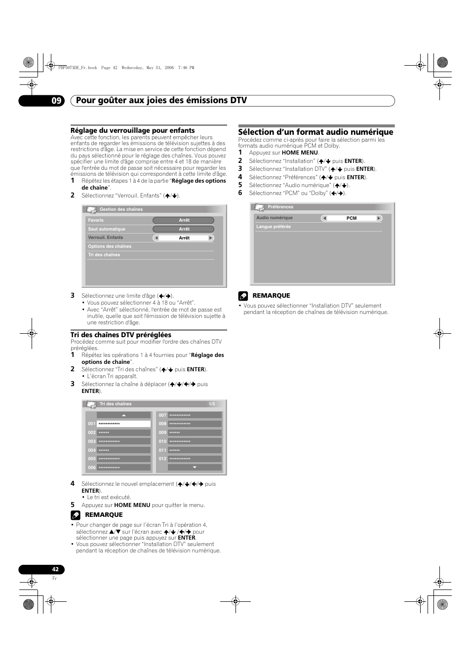 Sélection d’un format audio numérique, Pour goûter aux joies des émissions dtv 09 | Pioneer PDP-507XD User Manual | Page 114 / 218