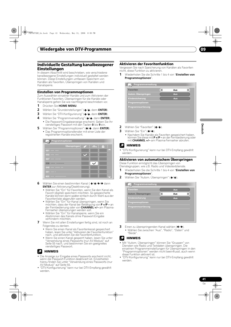 Wiedergabe von dtv-programmen 09 | Pioneer PDP-507XD User Manual | Page 185 / 218