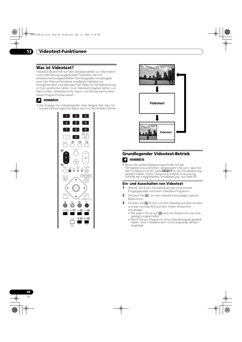 13 videotext-funktionen, Was ist videotext? grundlegender videotext-betrieb, Ein- und ausschalten von videotext | Videotext-funktionen 13 videotext-funktionen, Was ist videotext, Grundlegender videotext-betrieb, Ein- und ausschalten von videotext 1 | Pioneer PDP-507XD User Manual | Page 212 / 218