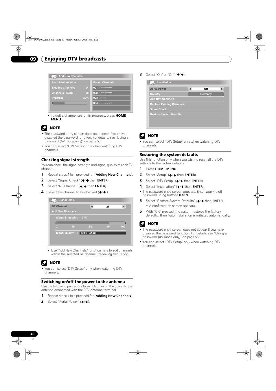 Enjoying dtv broadcasts 09 | Pioneer PDP-507XD User Manual | Page 40 / 218