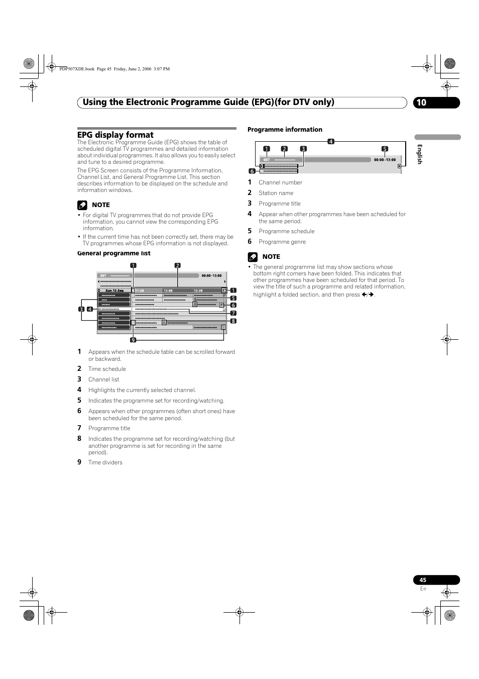 Epg display format | Pioneer PDP-507XD User Manual | Page 45 / 218