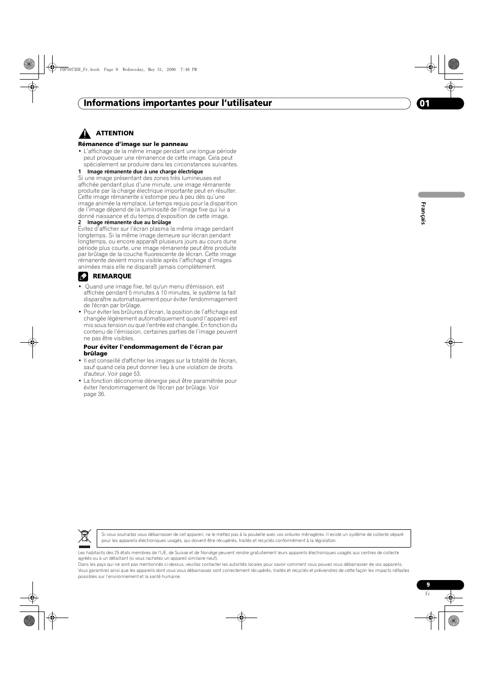 Informations importantes pour l’utilisateur 01 | Pioneer PDP-507XD User Manual | Page 81 / 218