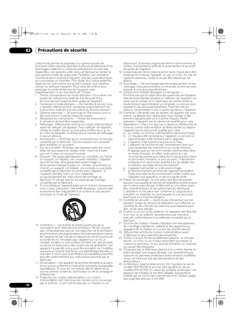 02 précautions de sécurité, Précautions de sécurité 02 précautions de sécurité | Pioneer PDP-507XD User Manual | Page 82 / 218