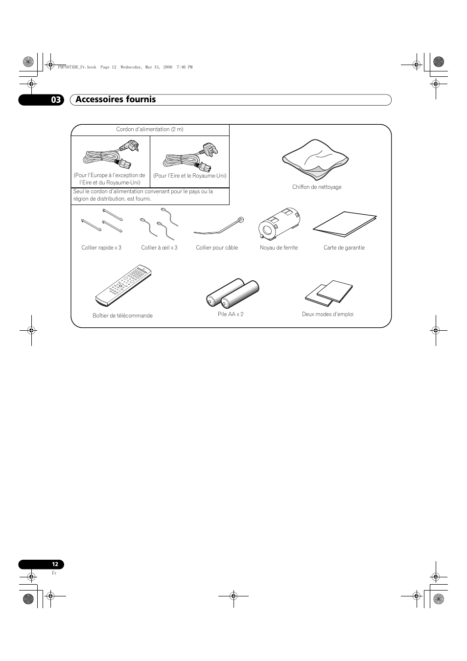 03 accessoires fournis, Accessoires fournis 03 accessoires fournis | Pioneer PDP-507XD User Manual | Page 84 / 218