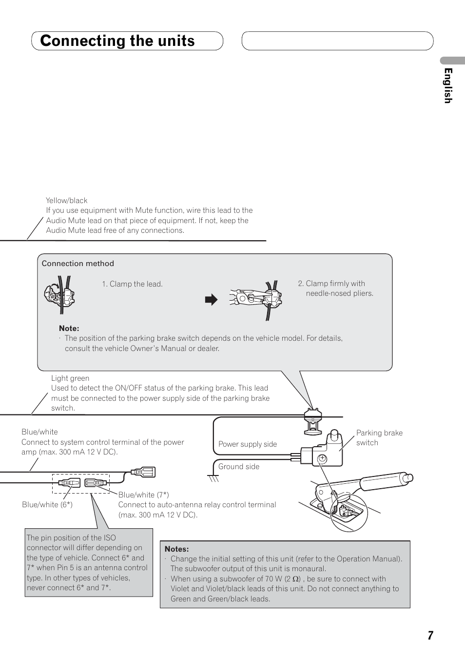 Connecting the units, English | Pioneer AVH-P4000DVD User Manual | Page 7 / 74