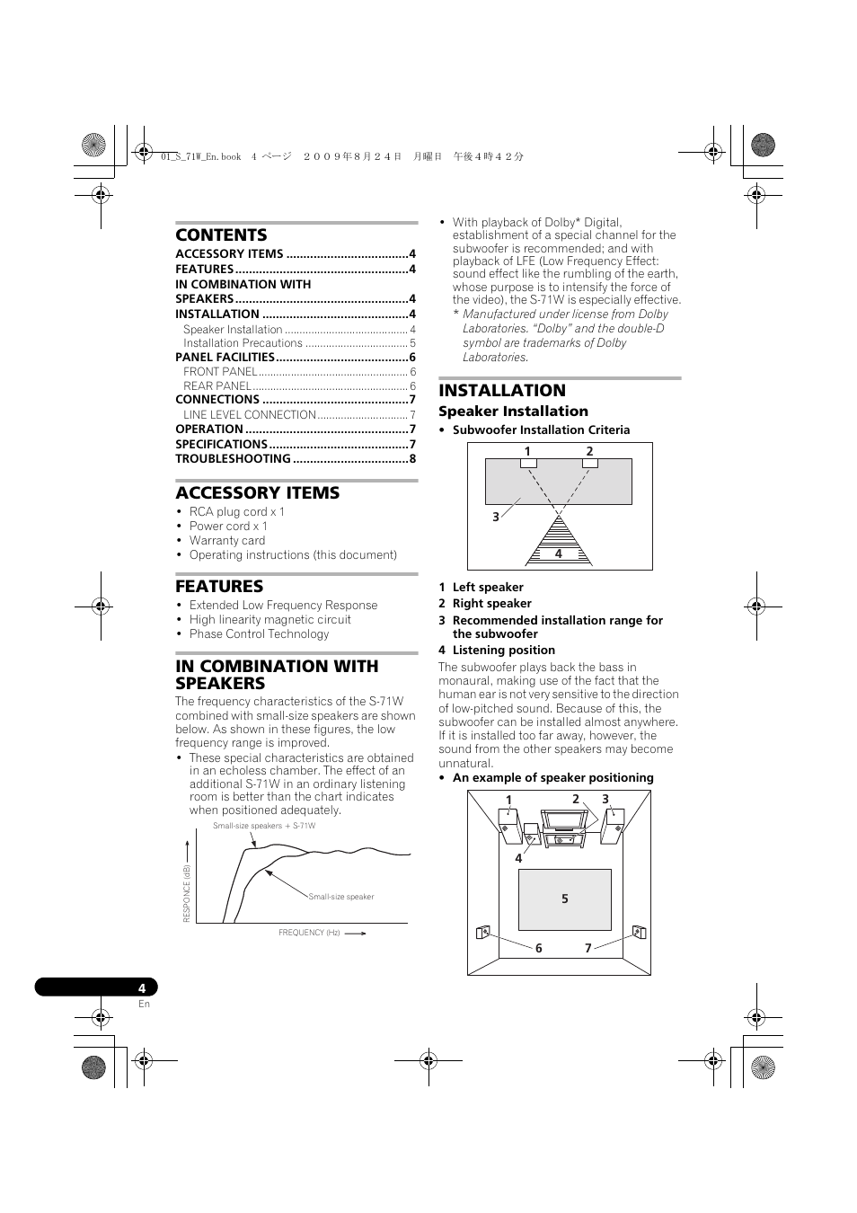 Pioneer S-71W User Manual | Page 4 / 98