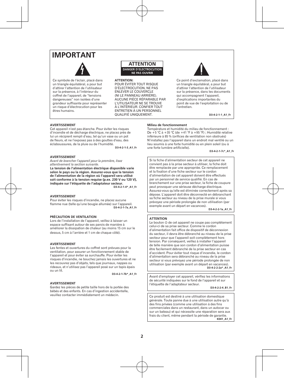 Important, Attention | Pioneer X-DS301-K User Manual | Page 18 / 116