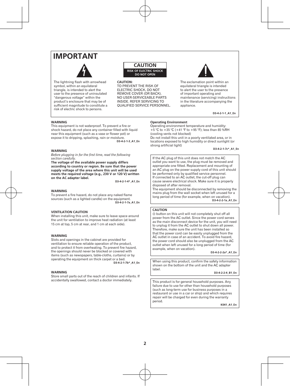Important, Caution | Pioneer X-DS301-K User Manual | Page 2 / 116