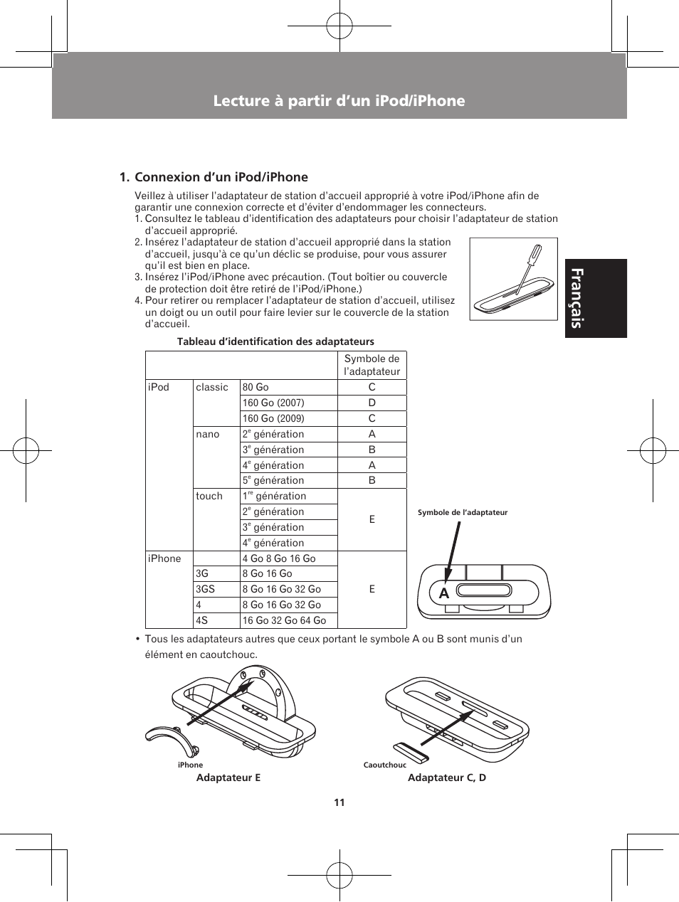 Lecture à partir d’un ipod/iphone, Connexion d’un ipod/iphone, Unité principale x-ds301 | Pioneer X-DS301-K User Manual | Page 27 / 116