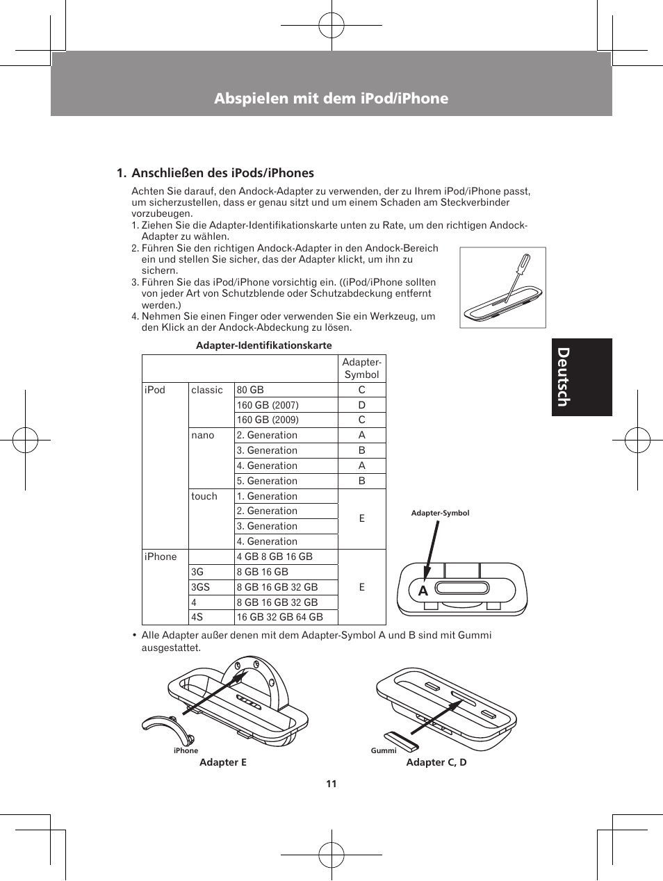 Abspielen mit dem ipod/iphone, Anschließen des ipods/iphones, X-ds301-einheit | Pioneer X-DS301-K User Manual | Page 43 / 116