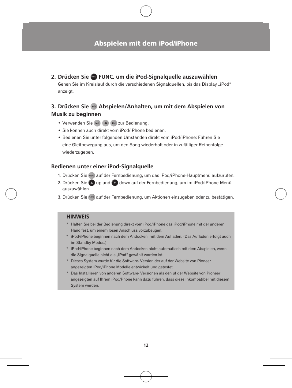 Abspielen mit dem ipod/iphone anhören von fm-radio | Pioneer X-DS301-K User Manual | Page 44 / 116