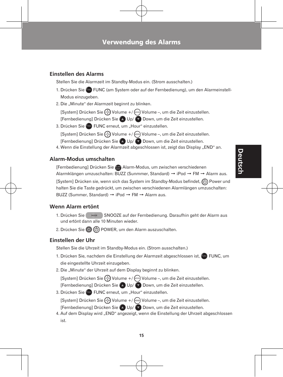 Verwendung des alarms, Verwendung des hilfs-eingangs | Pioneer X-DS301-K User Manual | Page 47 / 116