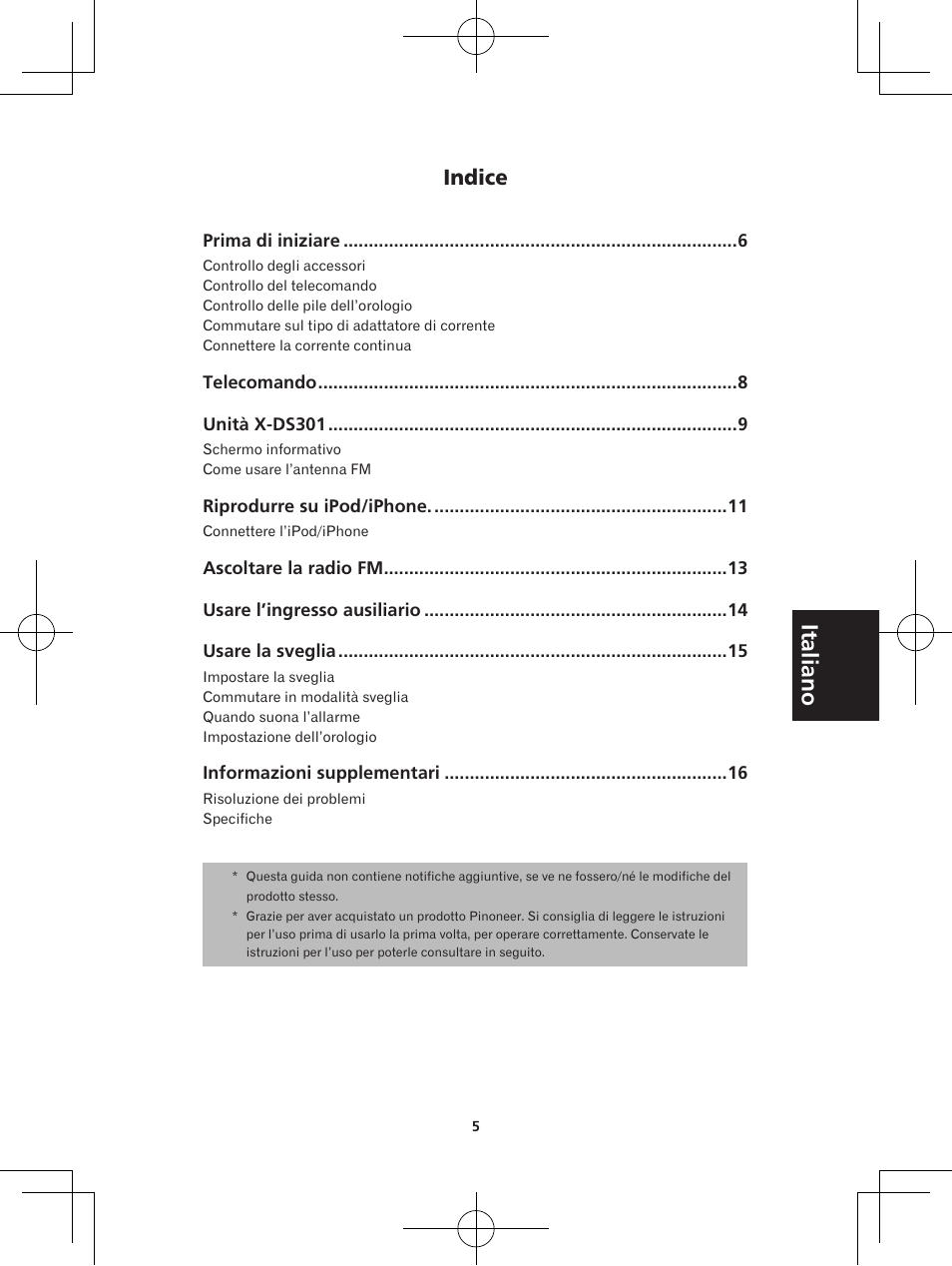 Altoparlante per docking con sveglia, Istruzioni per l’uso | Pioneer X-DS301-K User Manual | Page 53 / 116