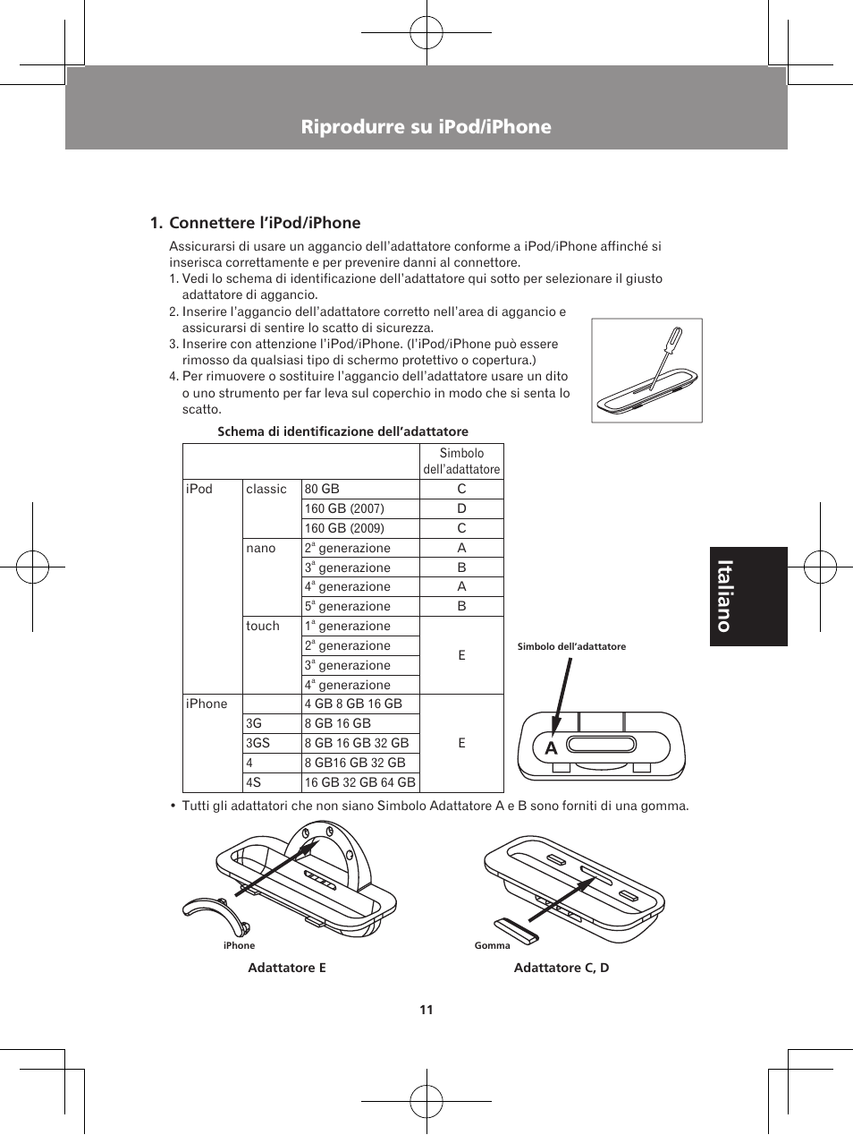 Riprodurre su ipod/iphone, Connettere l’ipod/iphone, Unità x-ds301 | Pioneer X-DS301-K User Manual | Page 59 / 116