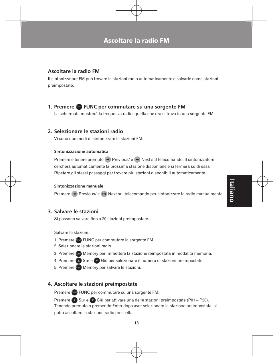 Ascoltare la radio fm, Riprodurre su ipod/iphone | Pioneer X-DS301-K User Manual | Page 61 / 116