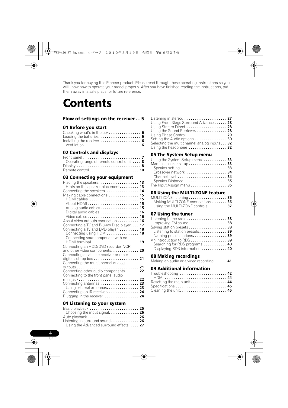 Pioneer VSX-420-S User Manual | Page 4 / 136