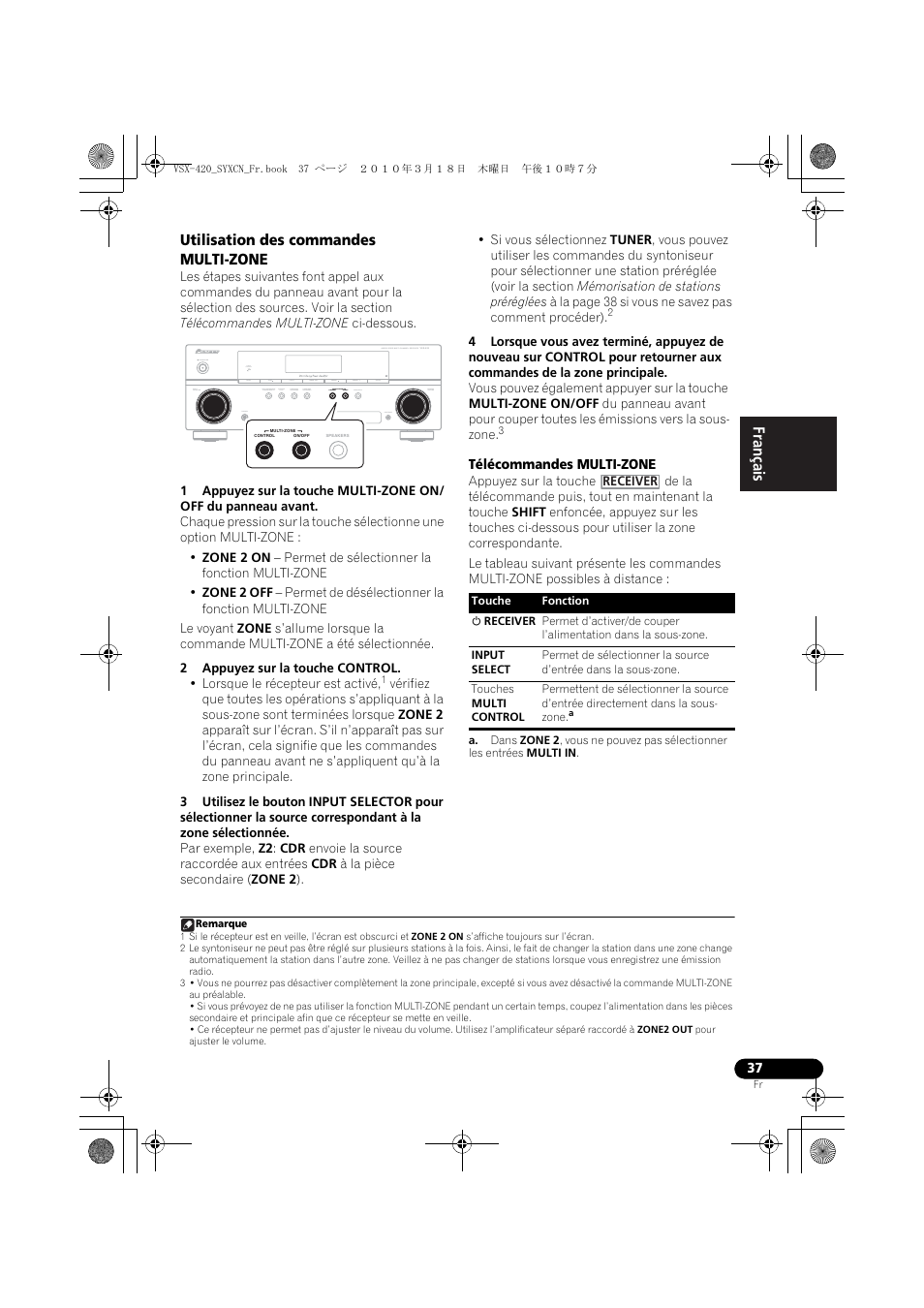 Utilisation des commandes multi-zone | Pioneer VSX-420-S User Manual | Page 81 / 136