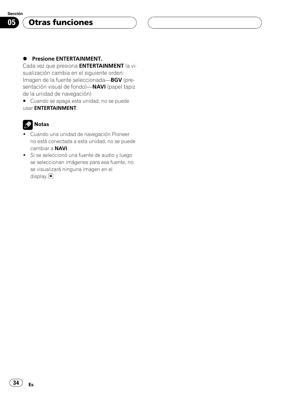 Otras funciones | Pioneer AVX-7600 User Manual | Page 34 / 120