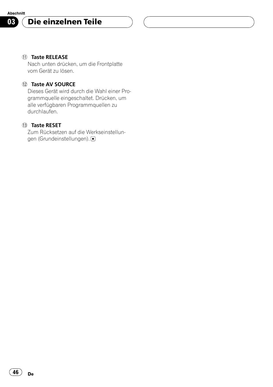 Die einzelnen teile | Pioneer AVX-7600 User Manual | Page 46 / 120