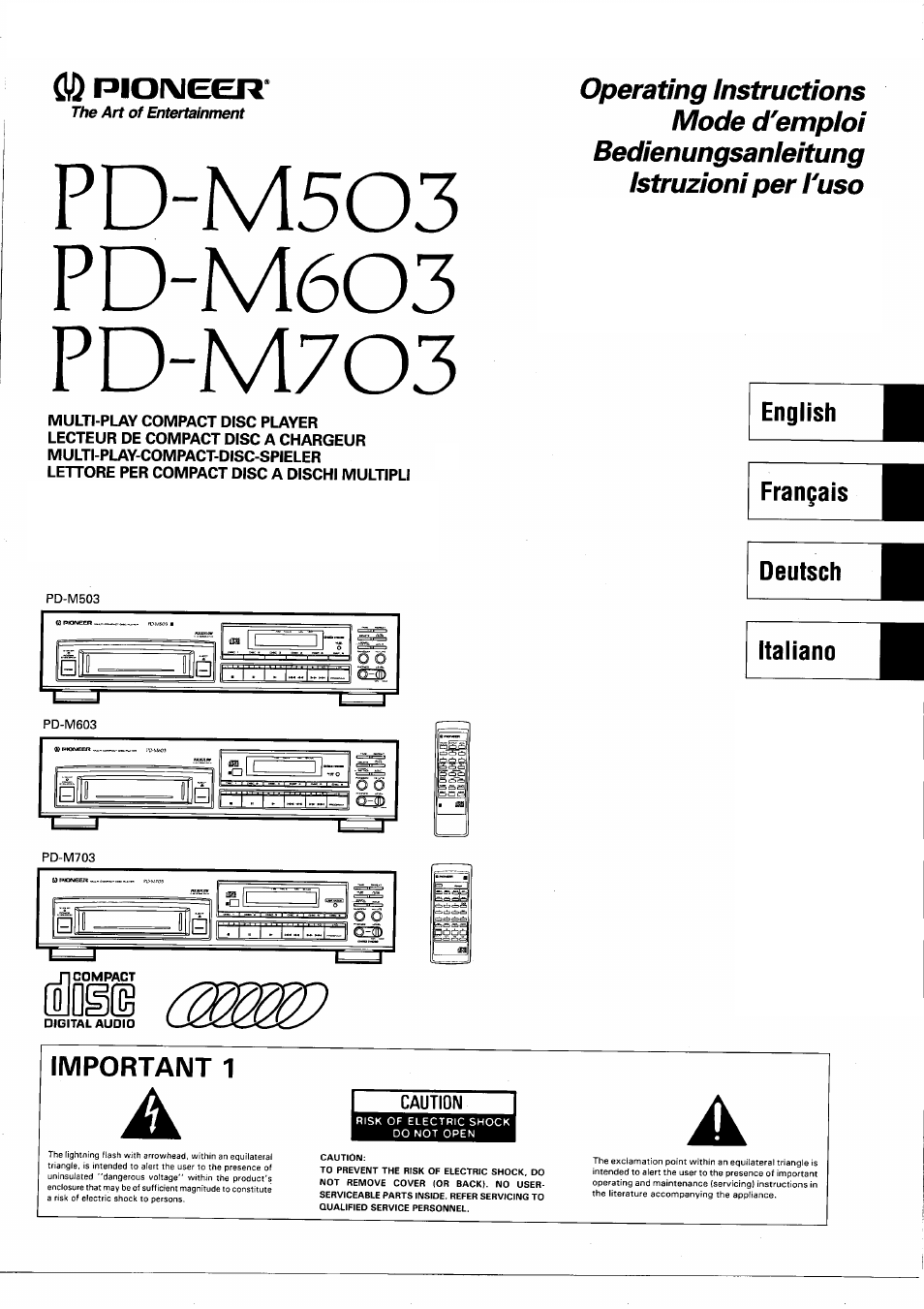 Pioneer PD-M603 User Manual | 69 pages