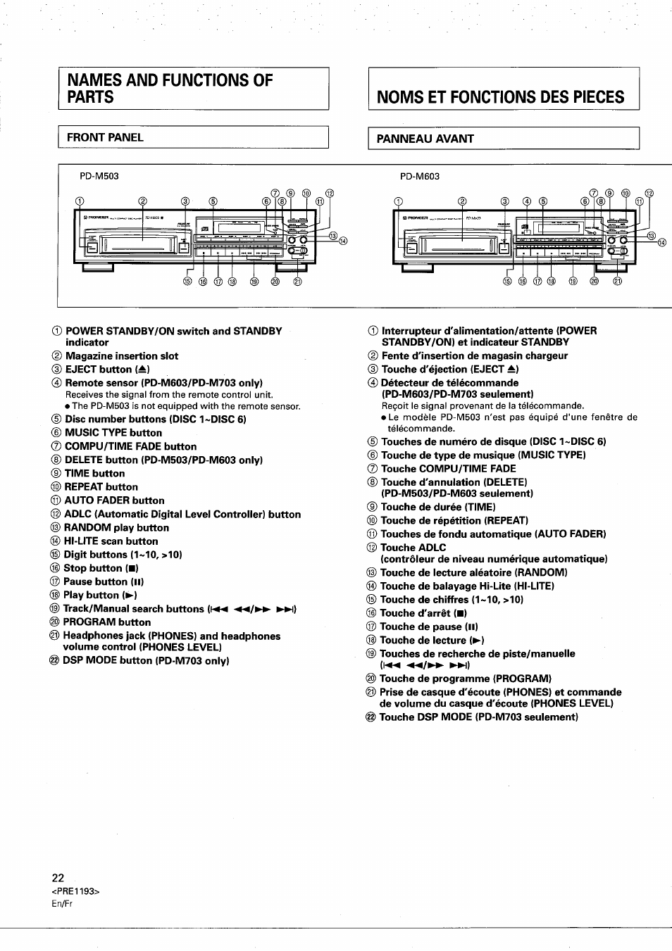 Pioneer PD-M603 User Manual | Page 22 / 69