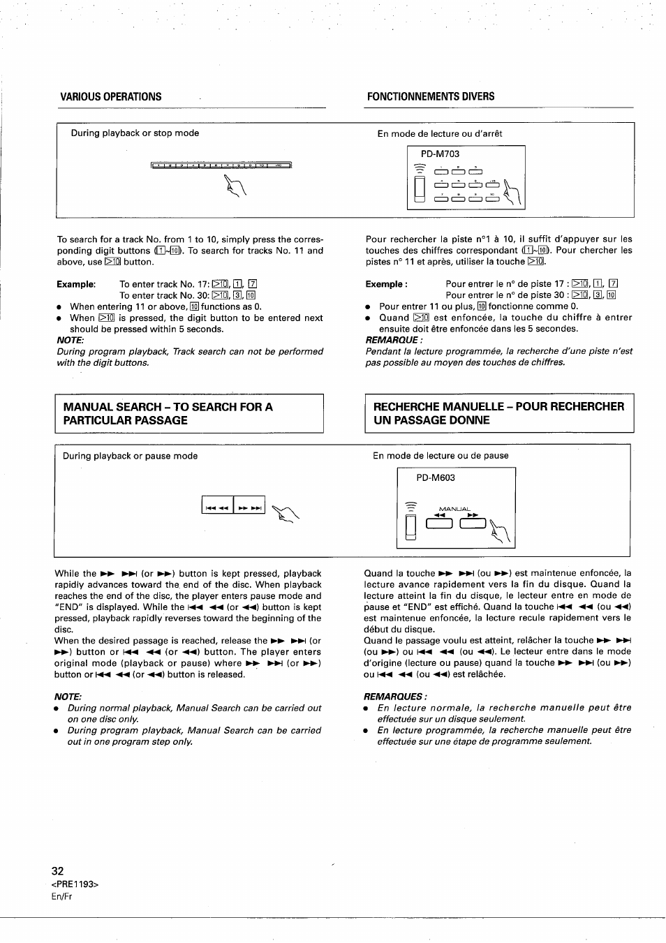 Manual search - to search for a particular passage | Pioneer PD-M603 User Manual | Page 32 / 69