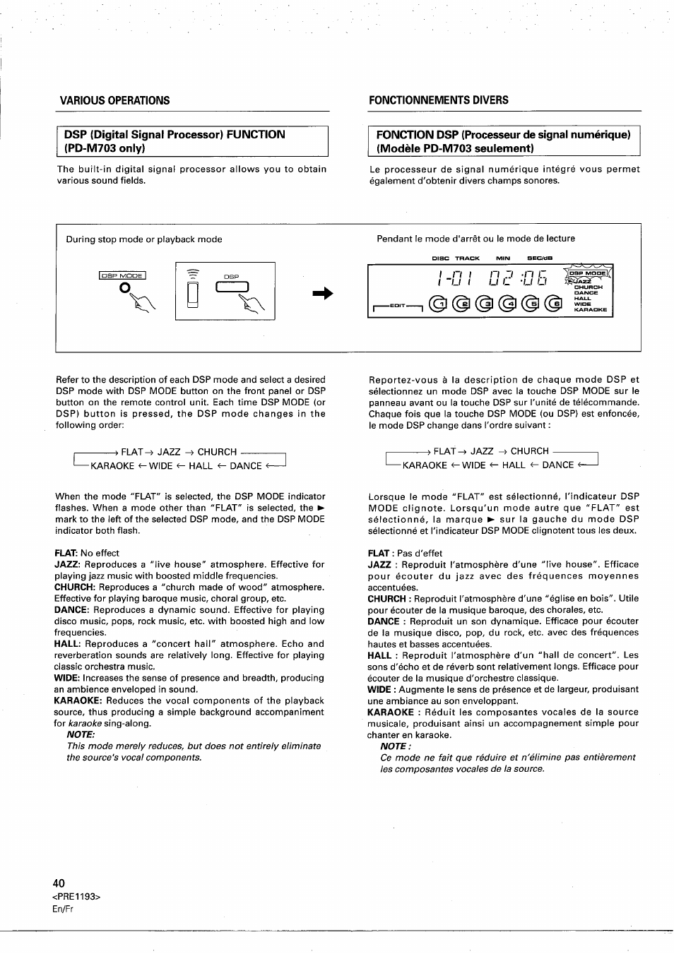 Dsp (digital signal processor) function | Pioneer PD-M603 User Manual | Page 40 / 69